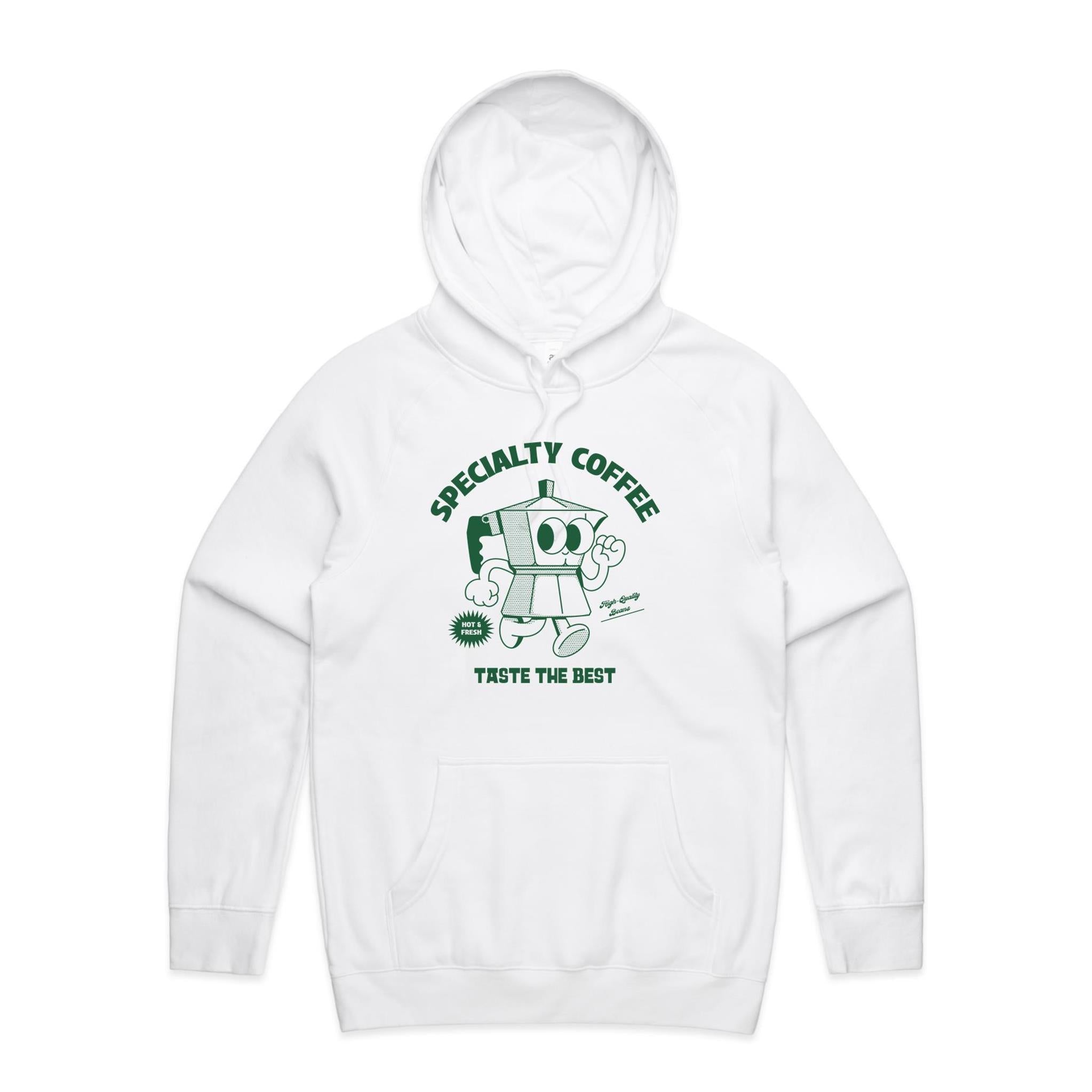 Specialty Coffee - Mens Hoodie White Mens Hoodie Coffee Printed In Australia