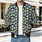 Rubber Ducks On Dark Men's Casual Zip‑Up Bomber Jacket