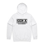 Gen X, Lots Of Memories, No Evidence Men's AS Colour Hoodie White Mens Hoodie Printed In Australia