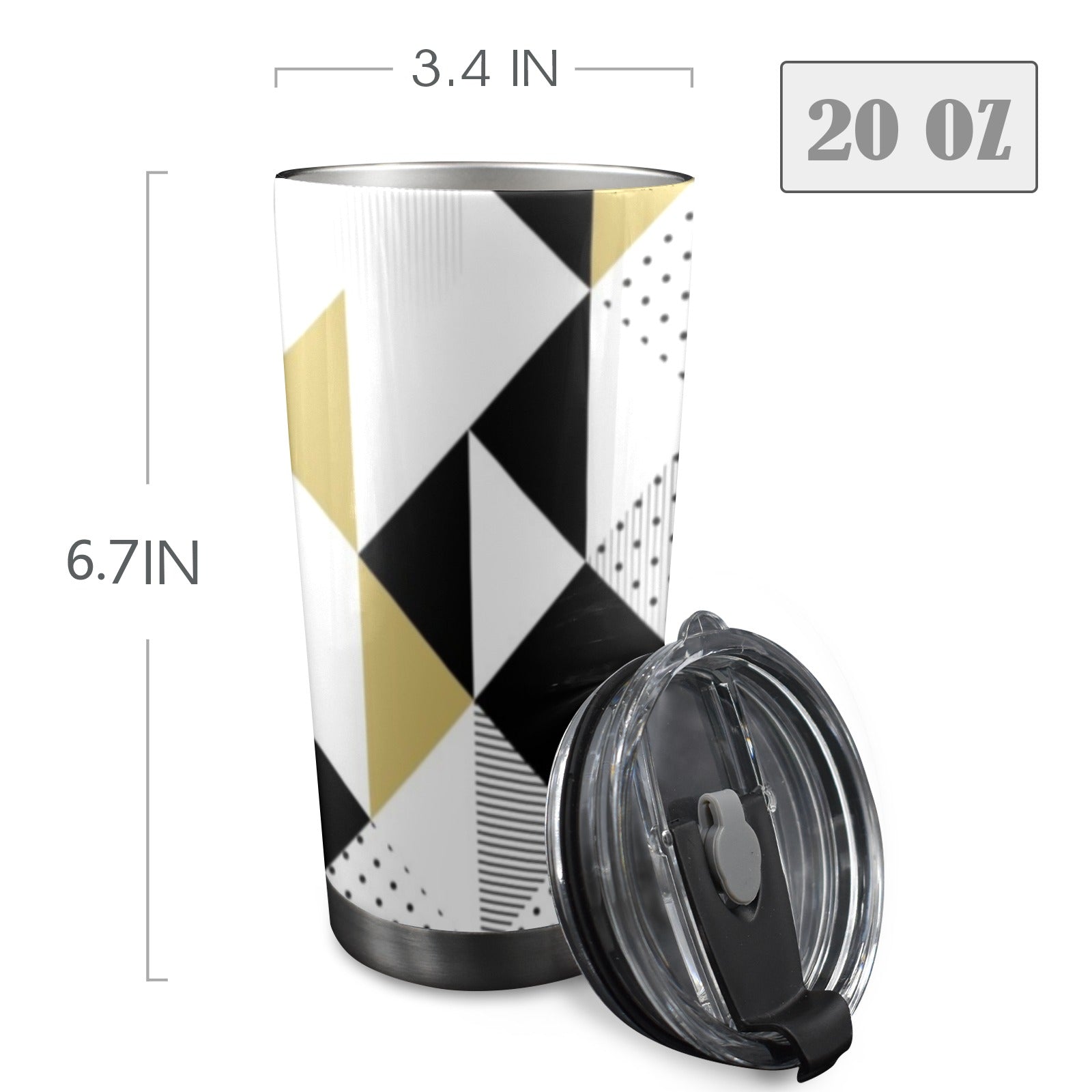 Triangles - 20oz Mobile Tumbler with Lid (Black Lock) 20oz Travel Mug Printed Offshore