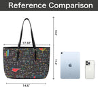 Colourful Maths Formulas - Leather Tote Bag-Large