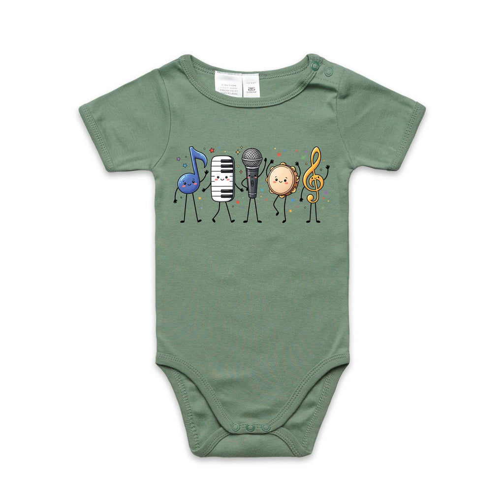Cute Music Characters AS Colour Baby Bodysuit