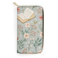 Books And Flowers - PU Leather Wallet white 19.7x10.5cm Zippered Wallet / Purse Printed Offshore