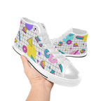 80's Grid Women's High Top Canvas Shoes Womens Classic High Top Shoes Printed Offshore Retro