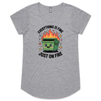 Skip Bin, Dumpster Fire Women's AS Colour Scoop Neck T-Shirt Grey Marle Womens Scoop Neck T-shirt Printed In Australia