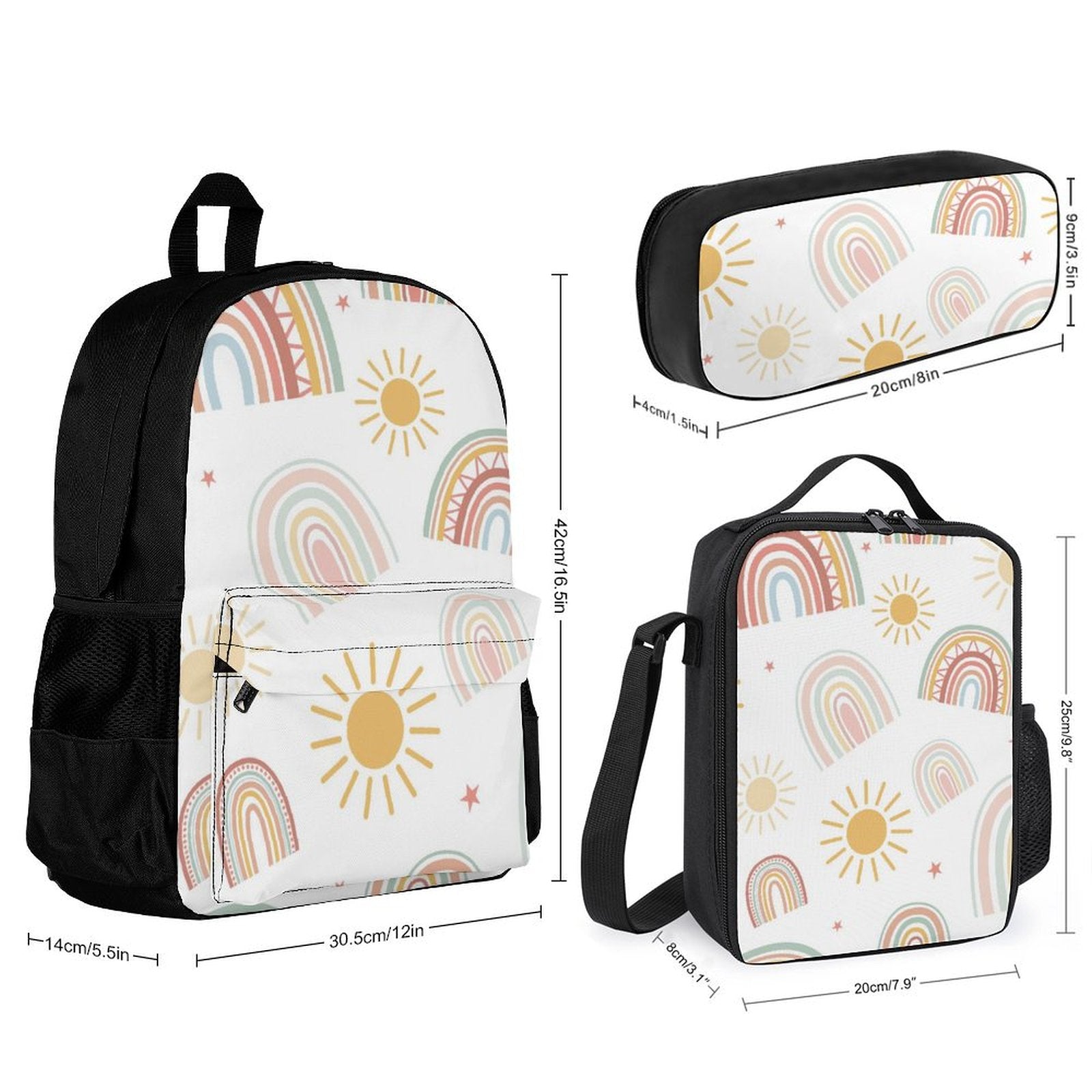 Pastel Rainbows - Three Piece Backpack Set