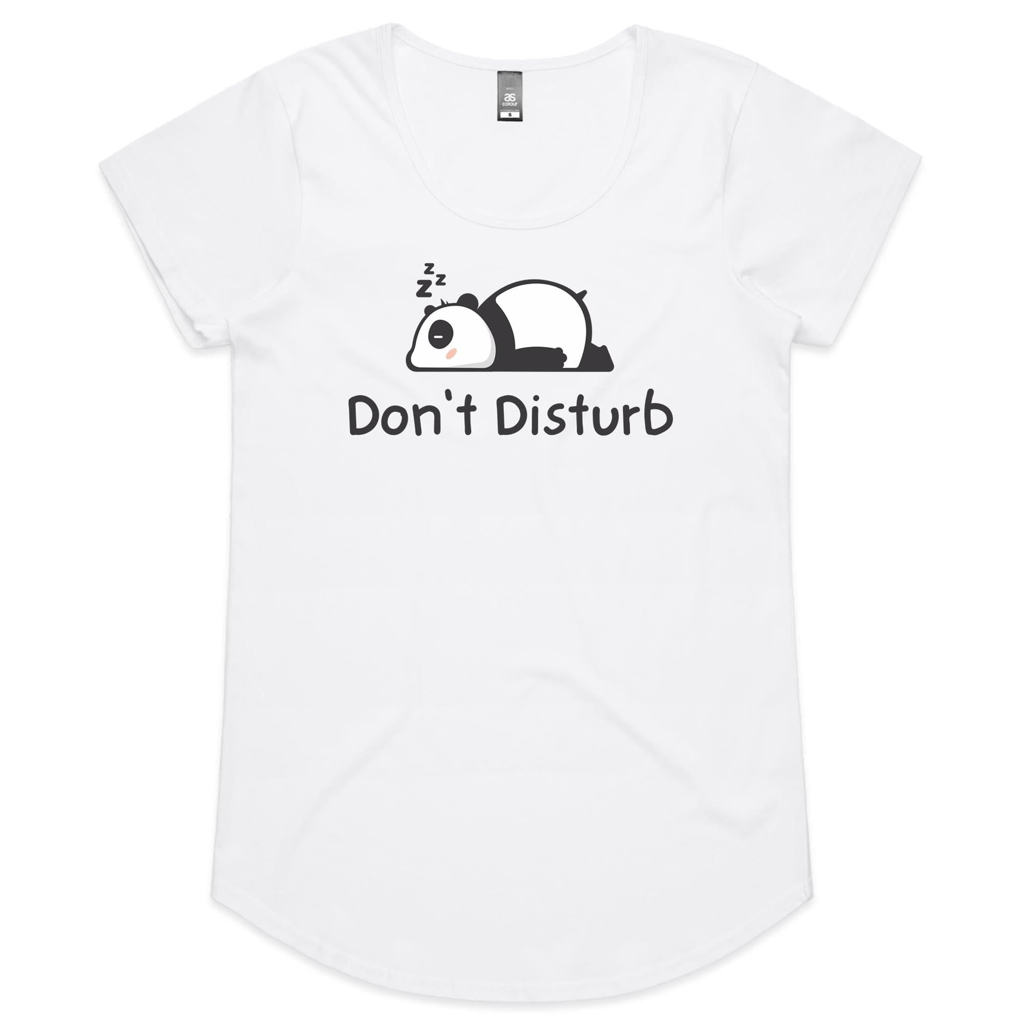 Panda, Don't Disturb - Womens Scoop Neck T-Shirt White Womens Scoop Neck T-shirt animal Printed In Australia