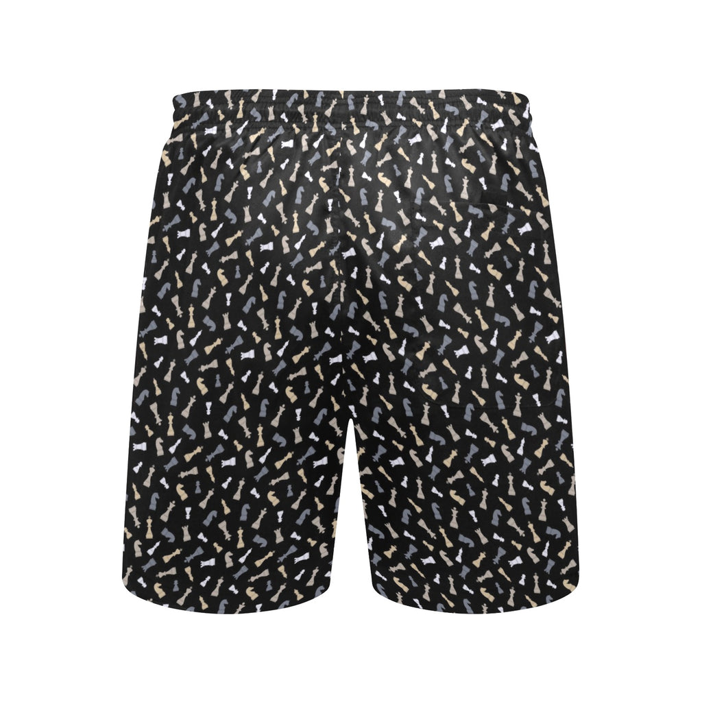 Chess Pattern Men's Mid-Length Beach Shorts Men's Mid-Length Beach Shorts Chess Games Printed Offshore