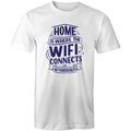 Home Is Where The WIFI Connects Automatically Men's AS Colour T-Shirt White Mens T-shirt Printed In Australia Tech