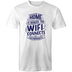 Home Is Where The WIFI Connects Automatically - Mens T-Shirt White Mens T-shirt Printed In Australia Tech