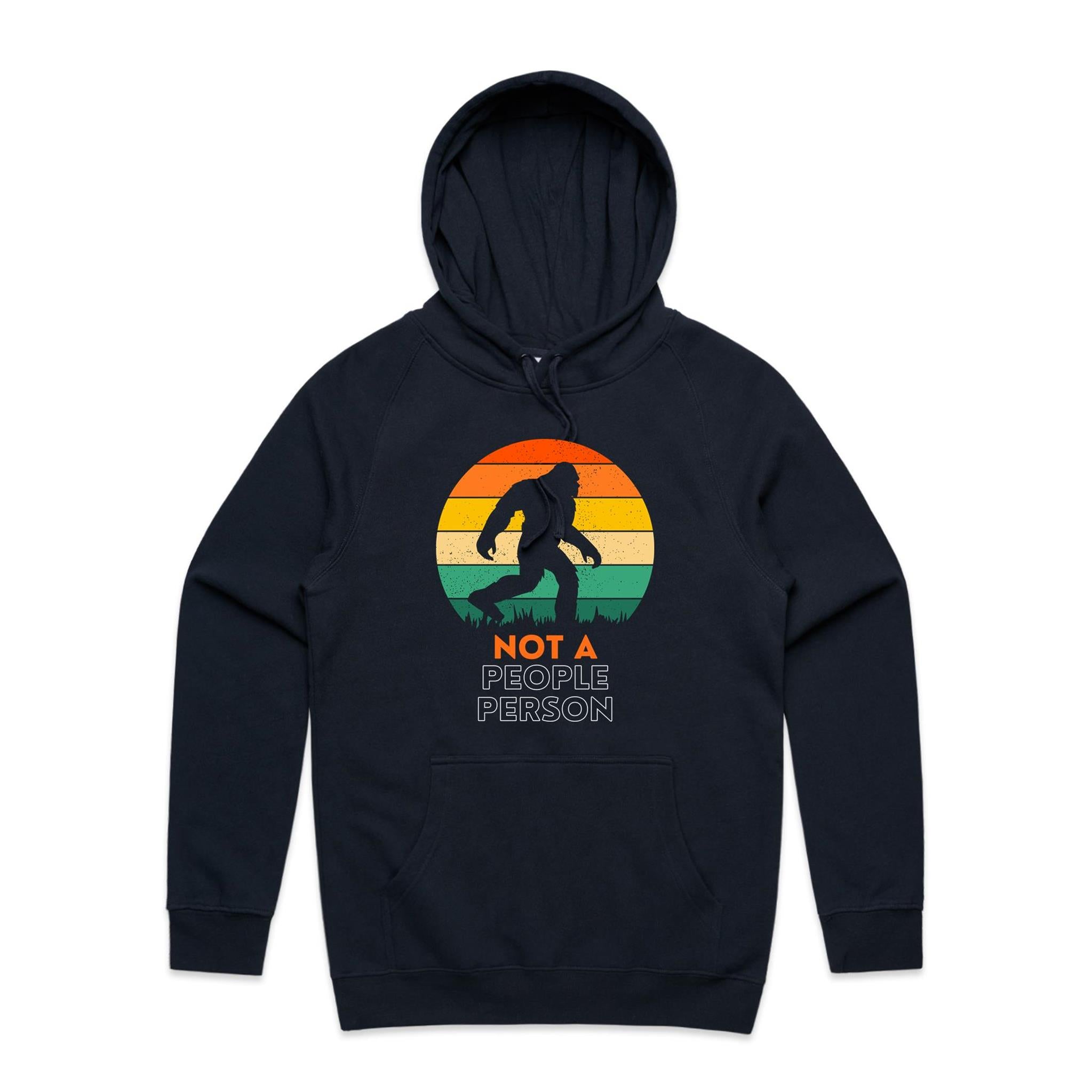 Not A People Person, Yeti, Bigfoot - Mens Hoodie Navy Mens Hoodie Printed In Australia