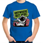 Astronaut, Anywhere But Here - Kids Youth T-Shirt Bright Royal Kids Youth T-shirt Printed In Australia Space