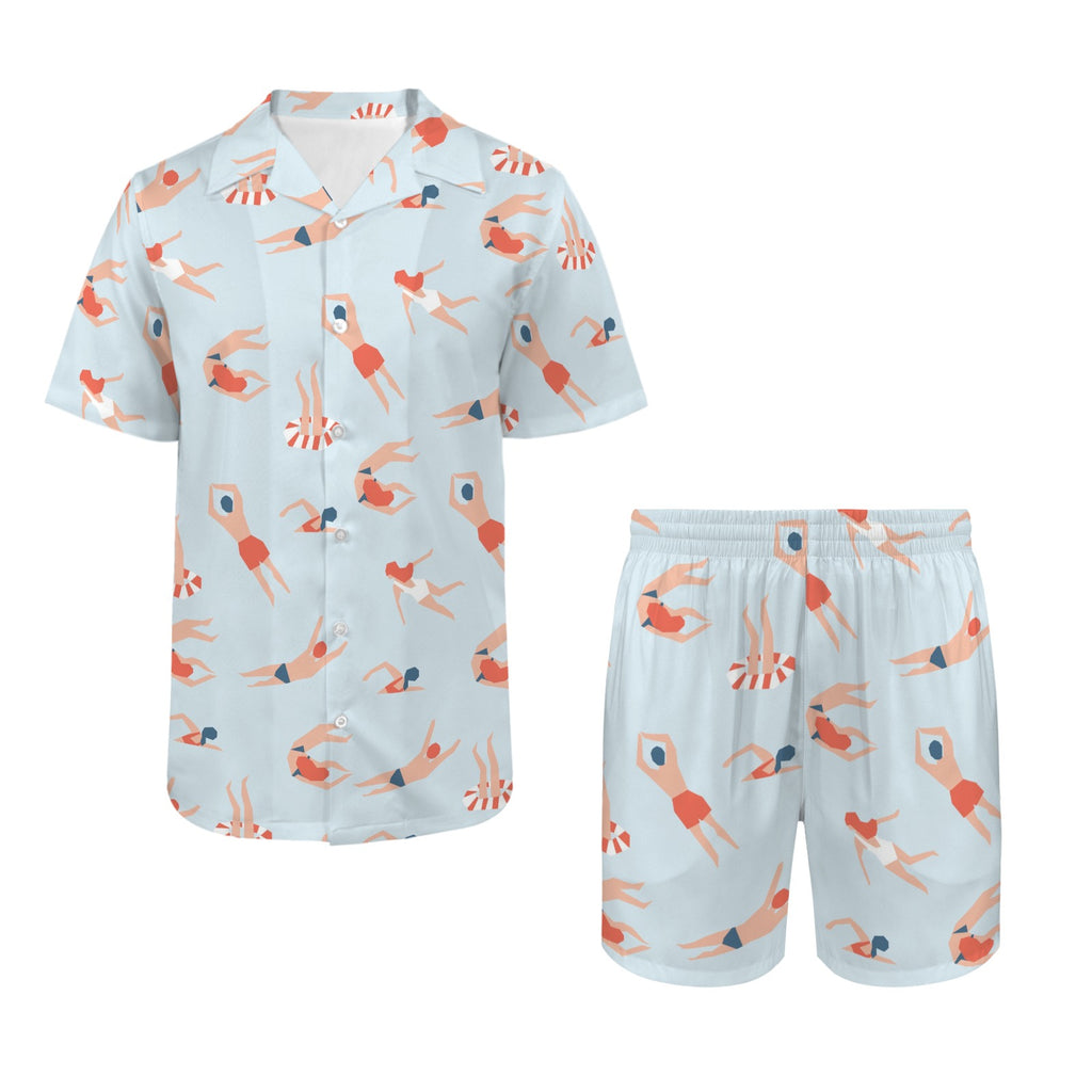 Summer Swim Men's Hawaiian Shirt & Shorts Set Men's Hawaiian Shirt & Shorts Set Printed Offshore Summer