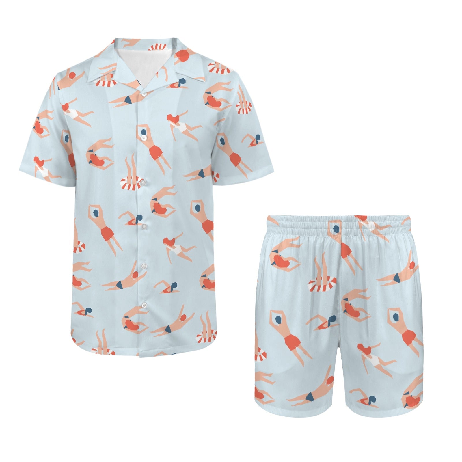 Summer Swim Men's Hawaiian Shirt & Shorts Set Men's Hawaiian Shirt & Shorts Set Printed Offshore Summer