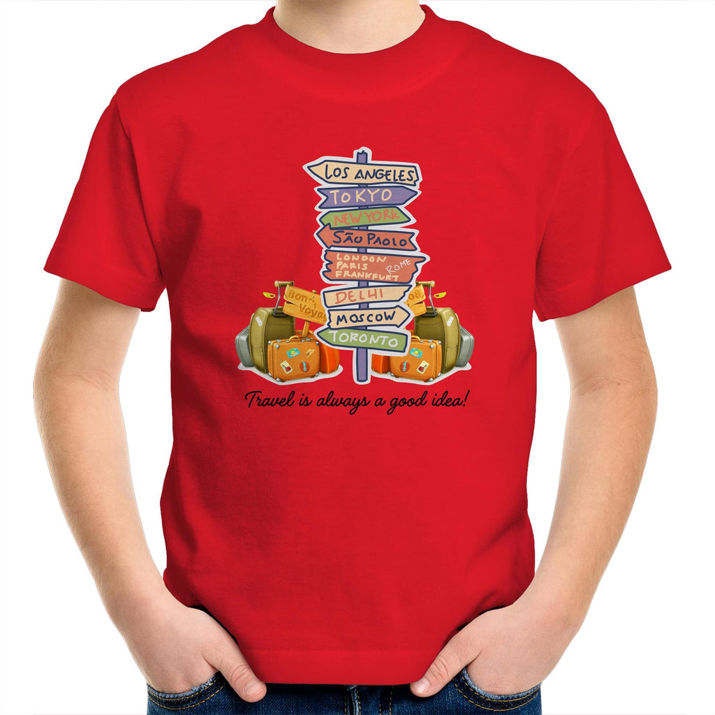 Travel Is Always A Good Idea - Kids Youth T-Shirt Red Kids Youth T-shirt Printed In Australia