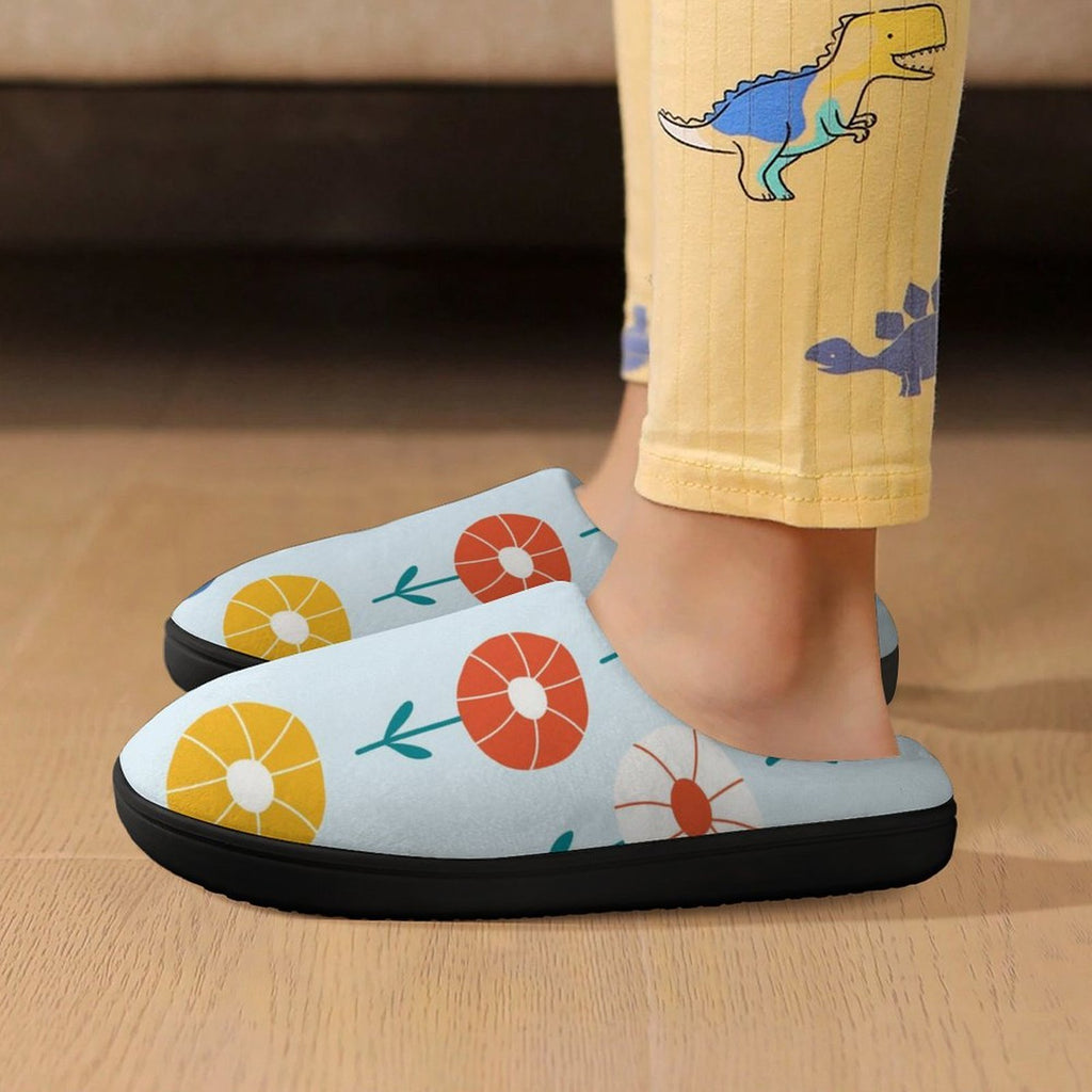 Abstract Cute Flowers Kids Cotton Slippers Kids Cotton Slippers Plants Printed Offshore