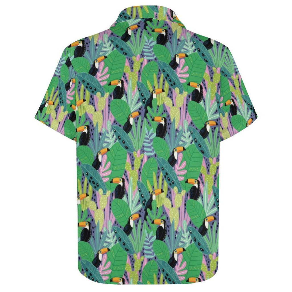 Bright Toucans Women's Collared Pocketless Short Sleeve Shirt