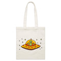 Alien Pizza Parcel Canvas Tote Bag Default Title Small Tote Bag Food Printed In Australia Sci Fi