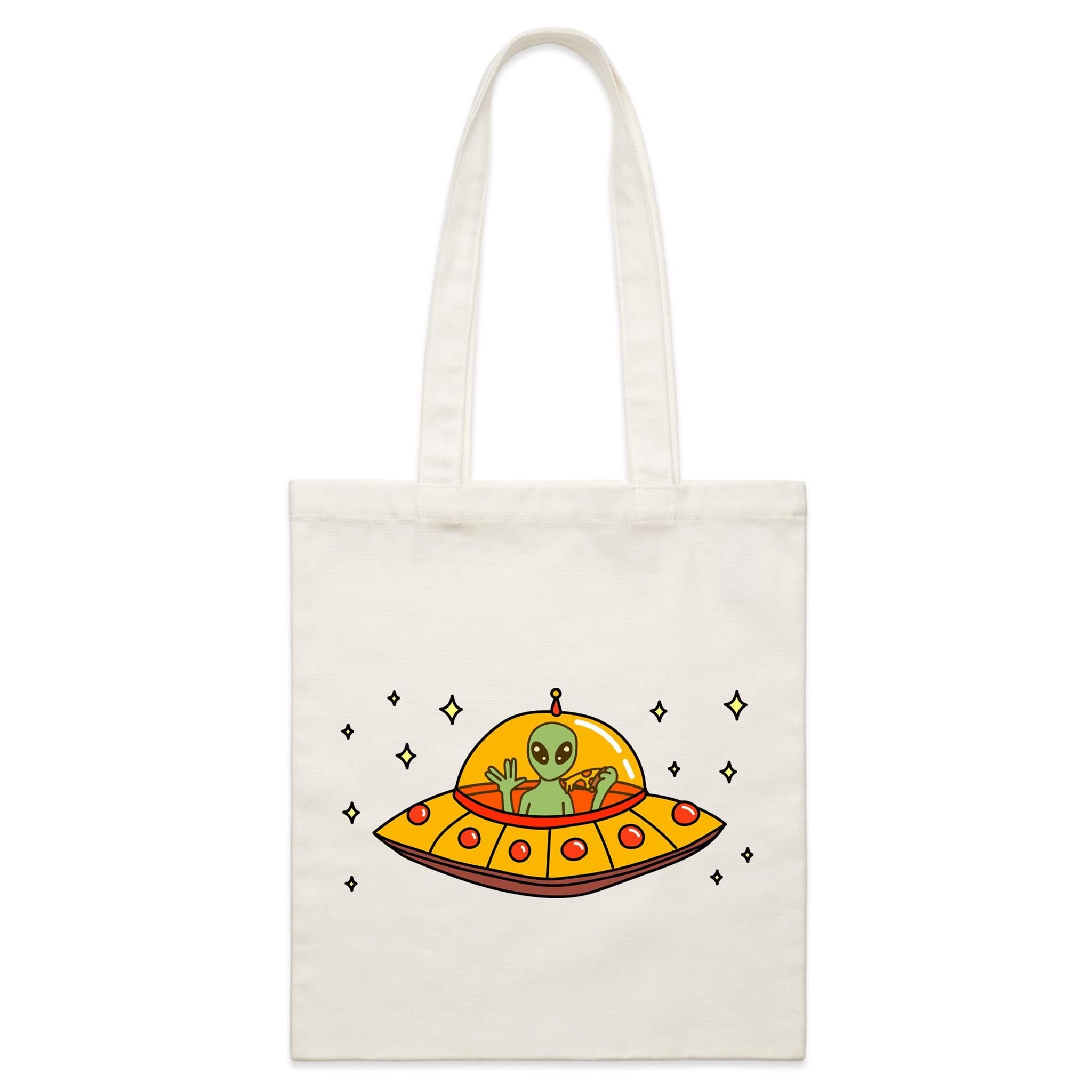 Alien Pizza - Parcel Canvas Tote Bag Default Title Small Tote Bag Food Printed In Australia Sci Fi