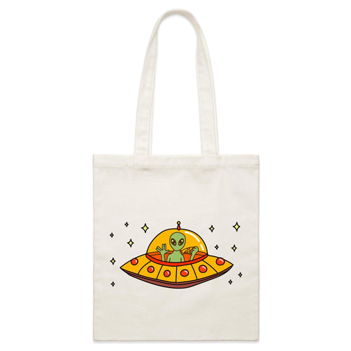 Alien Pizza - Parcel Canvas Tote Bag Default Title Small Tote Bag Food Printed In Australia Sci Fi