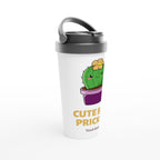 Personalised - Cactus, Cute But Prickly - White 15oz Stainless Steel Travel Mug Personalised Travel Mug funny Globally Fulfilled
