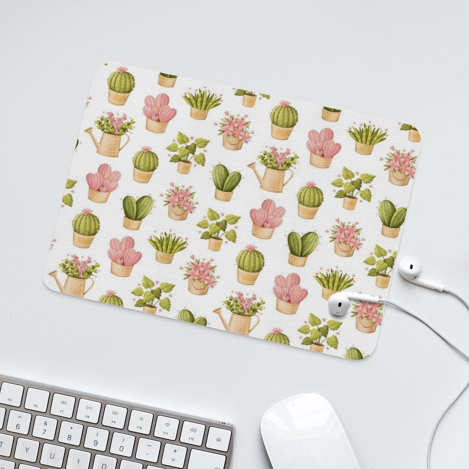 Cactus Pots And Plants - Leather Mouse Pad Leather Mouse Pad Plants Printed Offshore