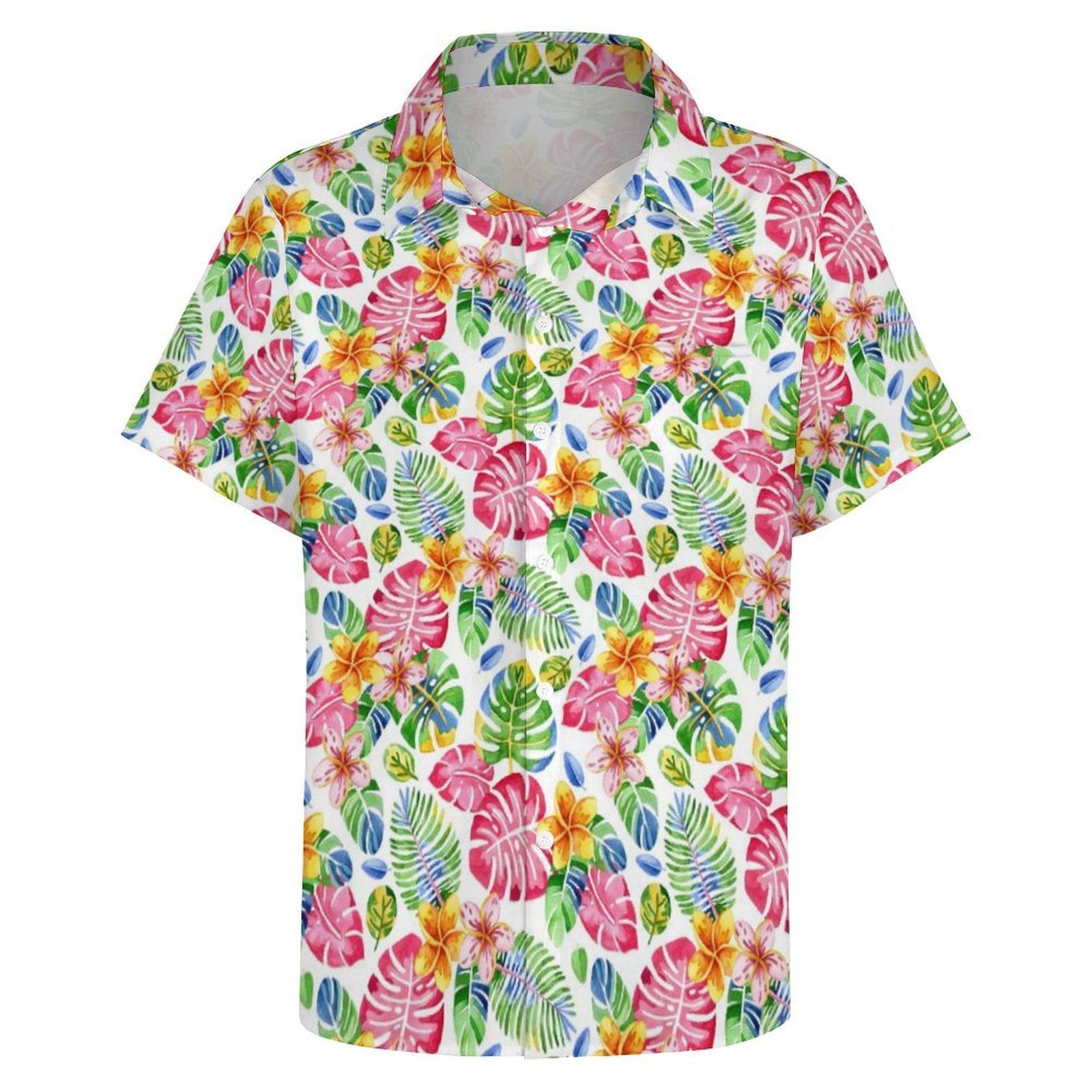Bright Painted Tropical Women's Short-Sleeve Button Up Shirt