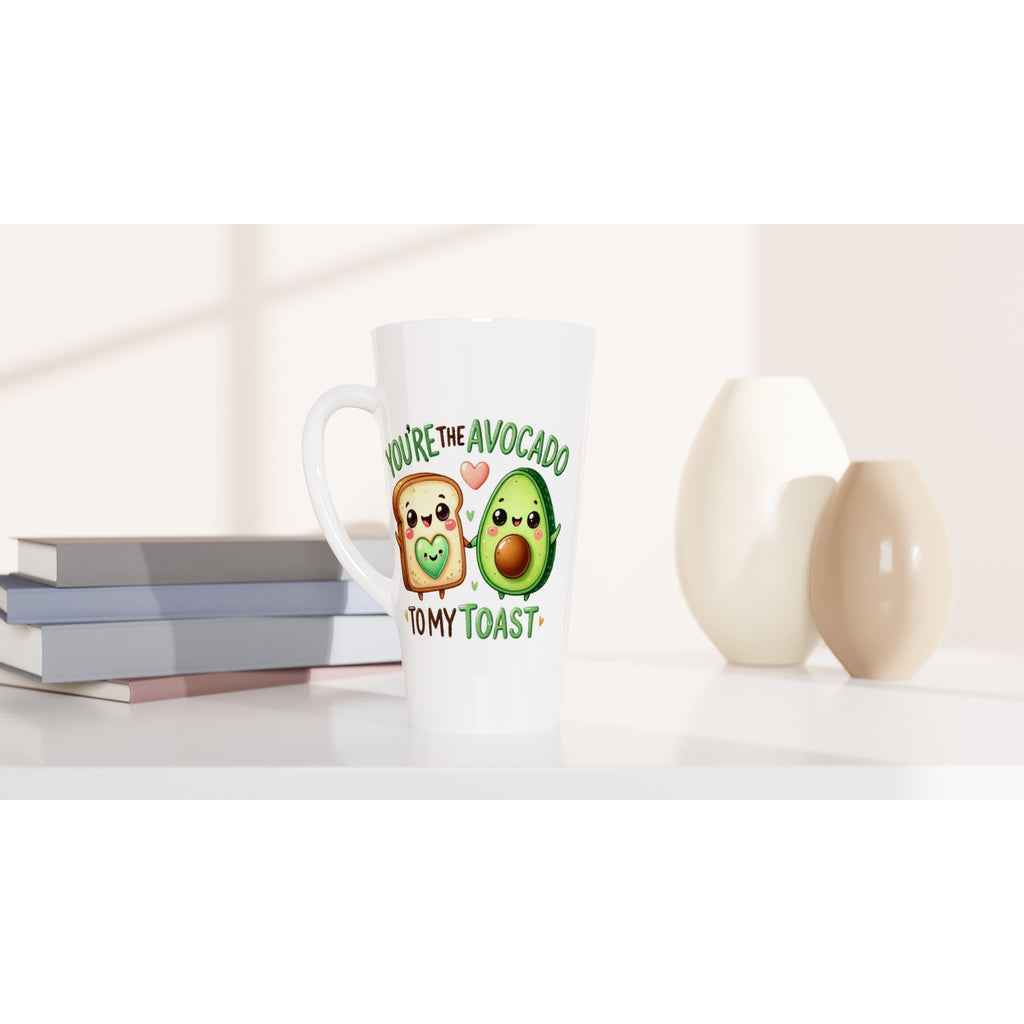 You're The Avocado To My Toast, Valentine - White Latte 17oz Ceramic Mug Latte Mug Food Globally Fulfilled Love