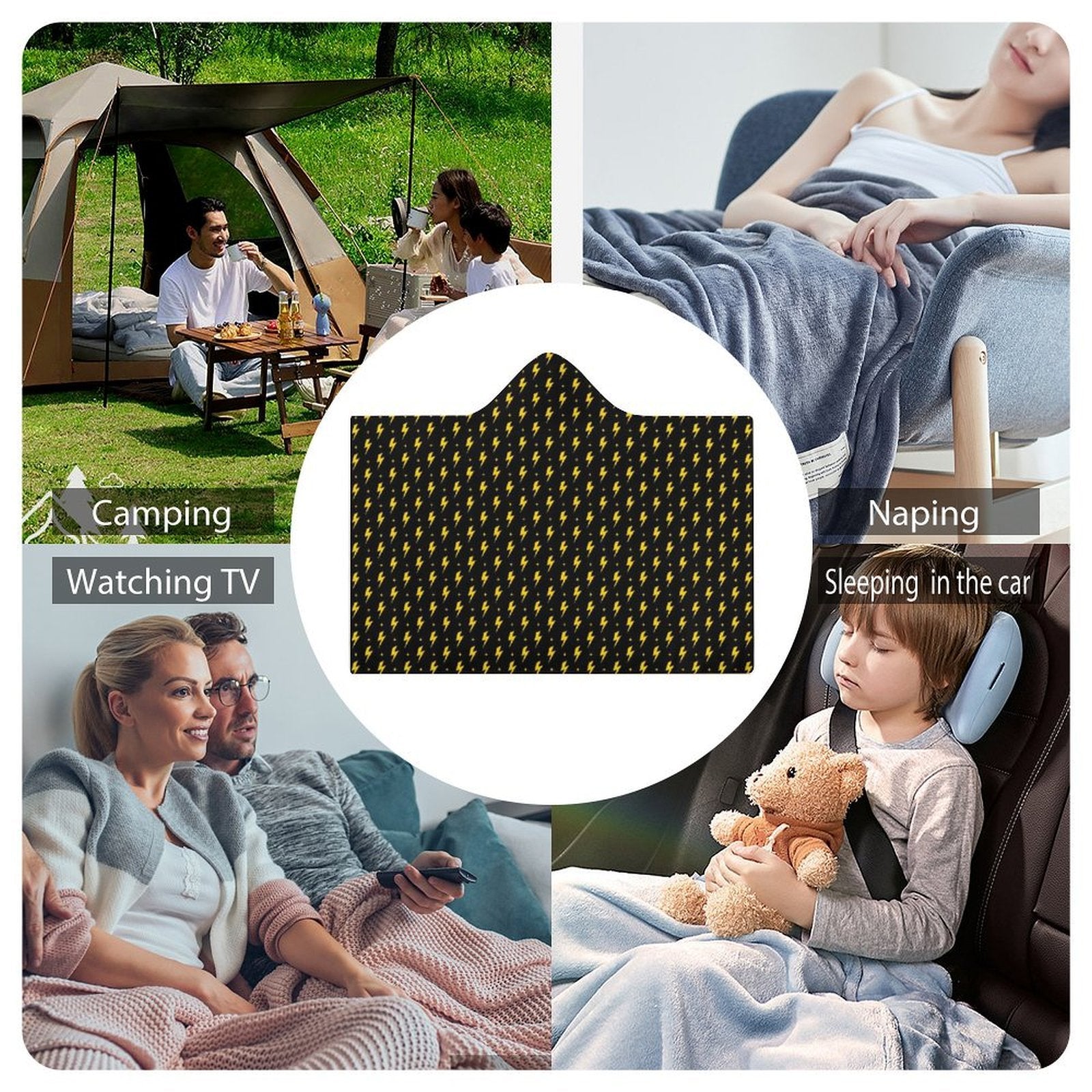 Yellow Lightning Kids Hooded Blanket 100cm x 130cm Kids Hooded Blanket comic Printed Offshore