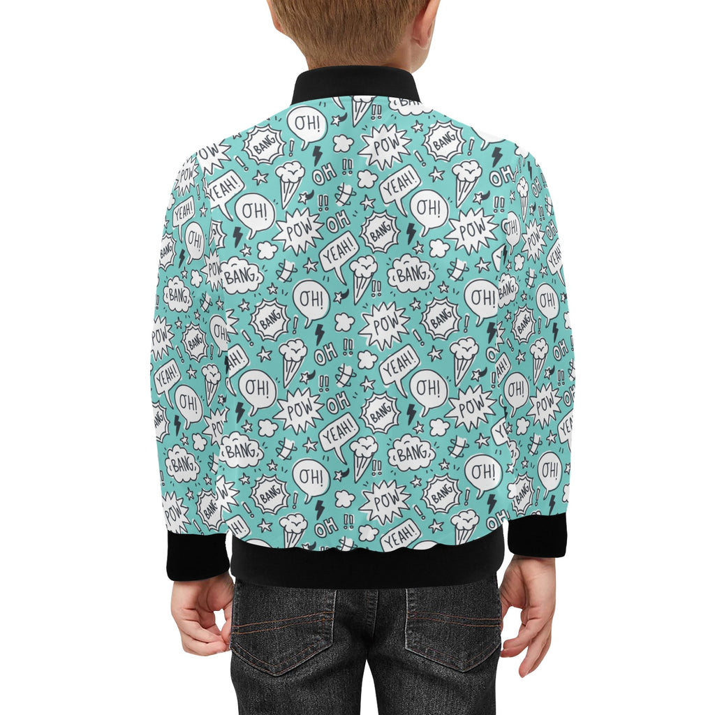Comic Book Speech Bubbles Kids Bomber Jacket Kids Bomber Jacket comic Printed Offshore