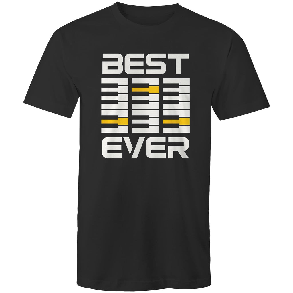 Piano Keyboard, Best Dad Ever - Mens T-Shirt Black Mens T-shirt Dad Music Printed In Australia