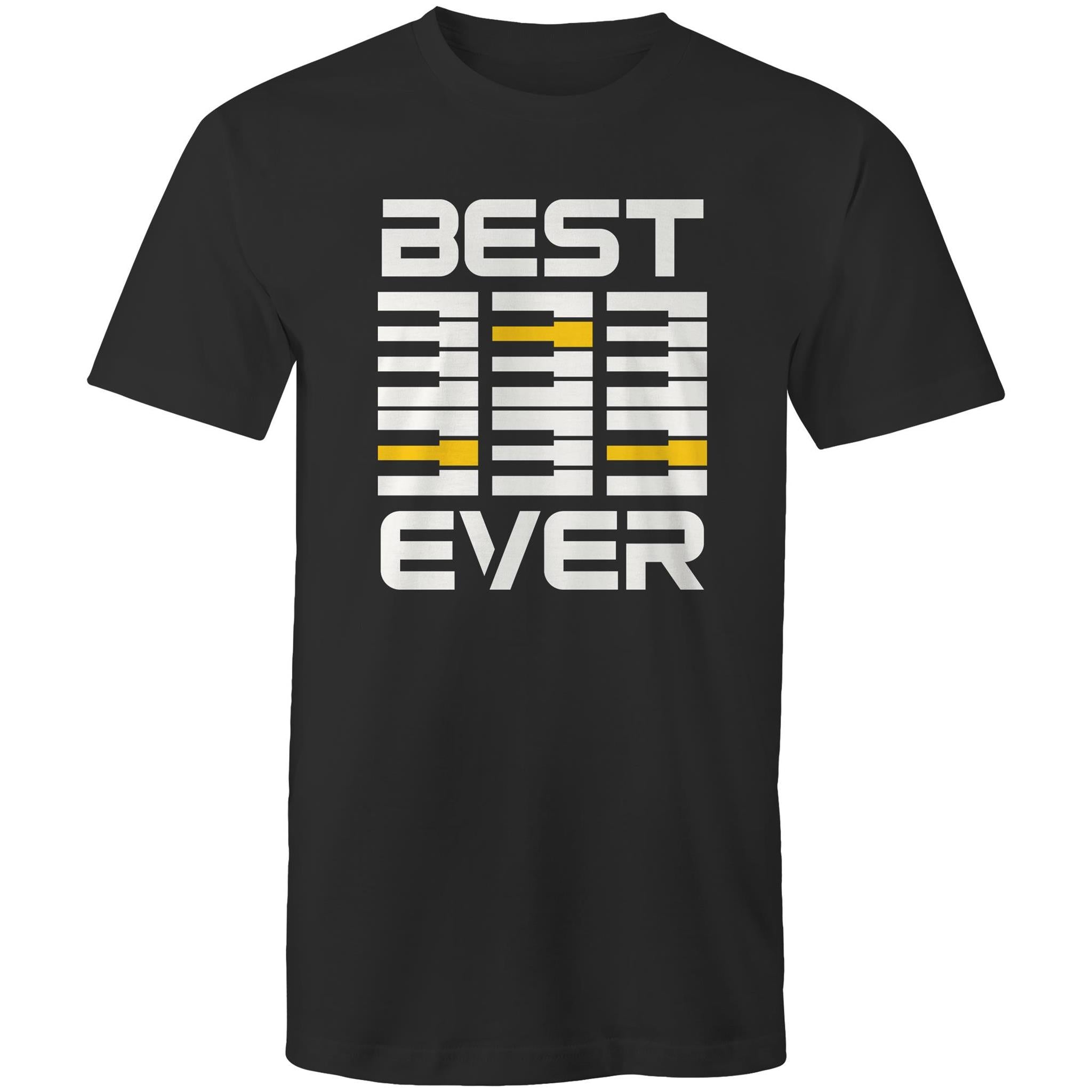Piano Keyboard, Best Dad Ever - Mens T-Shirt Black Mens T-shirt Dad Music Printed In Australia