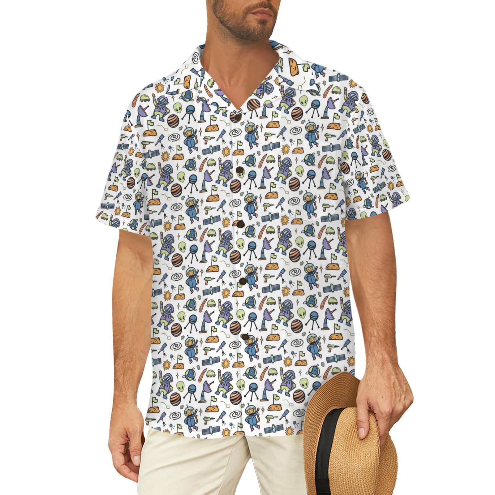 All About Space - Men's Short Sleeve Hawaiian Shirt Men's Hawaiian Shirt (New) Printed Offshore Space