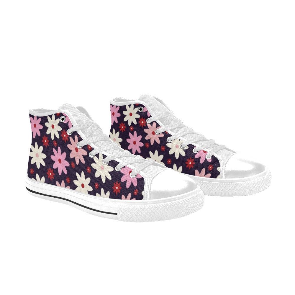 Pink Daisy - Kids' High Top Canvas Shoes Kids High Top Canvas Shoes Plants Printed Offshore