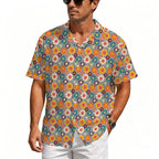 Happy Retro Flowers Men's Crinkle Hawaiian Shirt