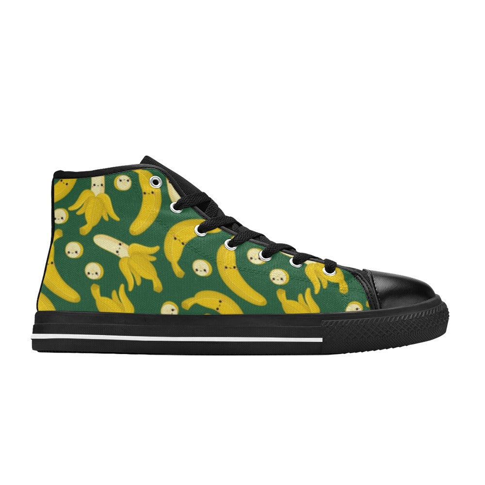 Happy Bananas - Kids High Top Canvas Shoes