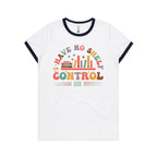 I Have No Shelf Control, Books - Women's Ringer Tee White Navy Womens Ringer T-shirt Printed In Australia Reading