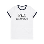 Panda, Don't Disturb - Women's Ringer Tee White Navy Womens Ringer T-shirt animal Printed In Australia