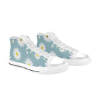 Flowers On Blue - Women's High Top Canvas Shoes