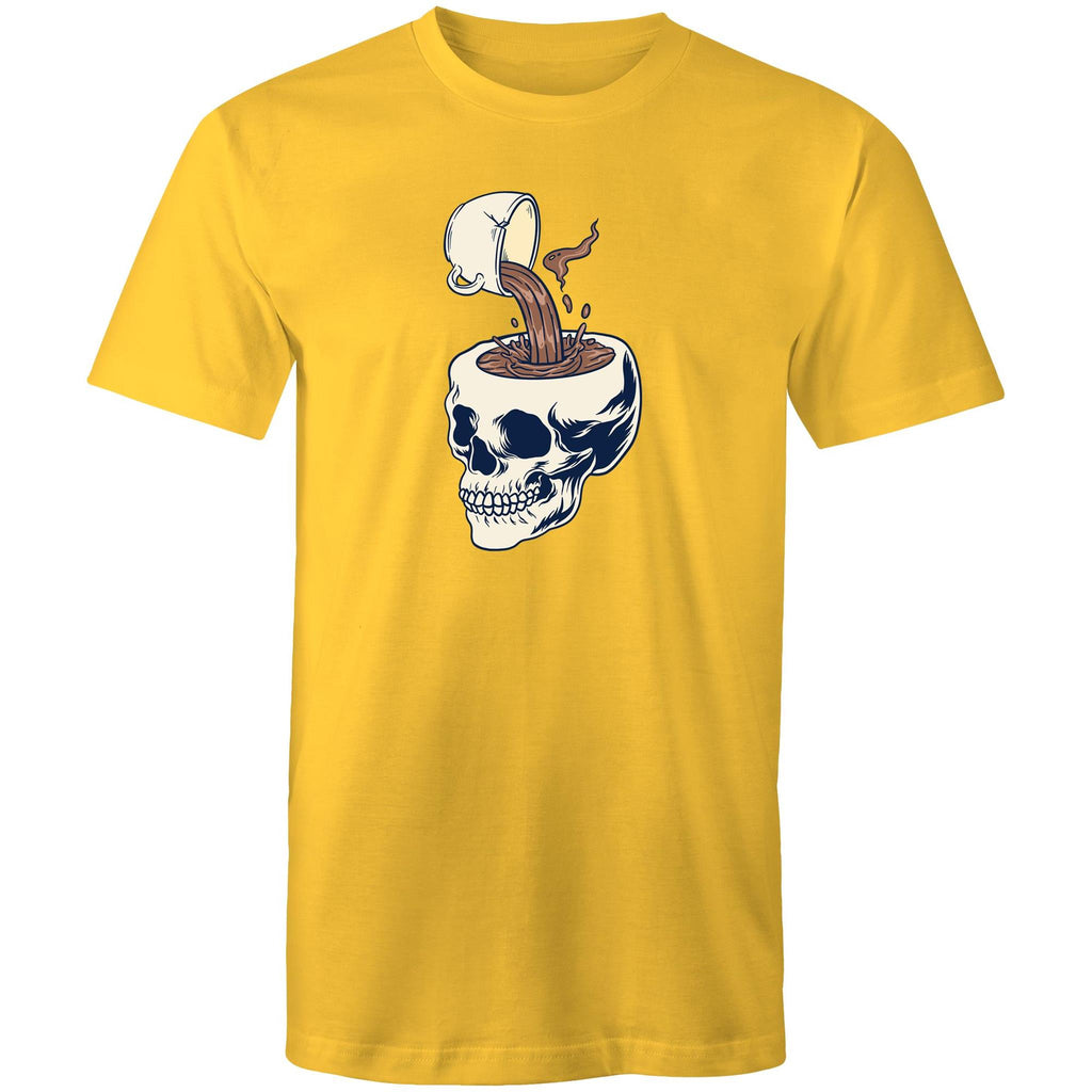 Coffee Skull - Mens T-Shirt Yellow Mens T-shirt Coffee Printed In Australia