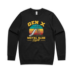 Gen X, Metal Slide Strong AS Colour Stencil Crew Sweatshirt Unisex Black Sweatshirt Printed In Australia