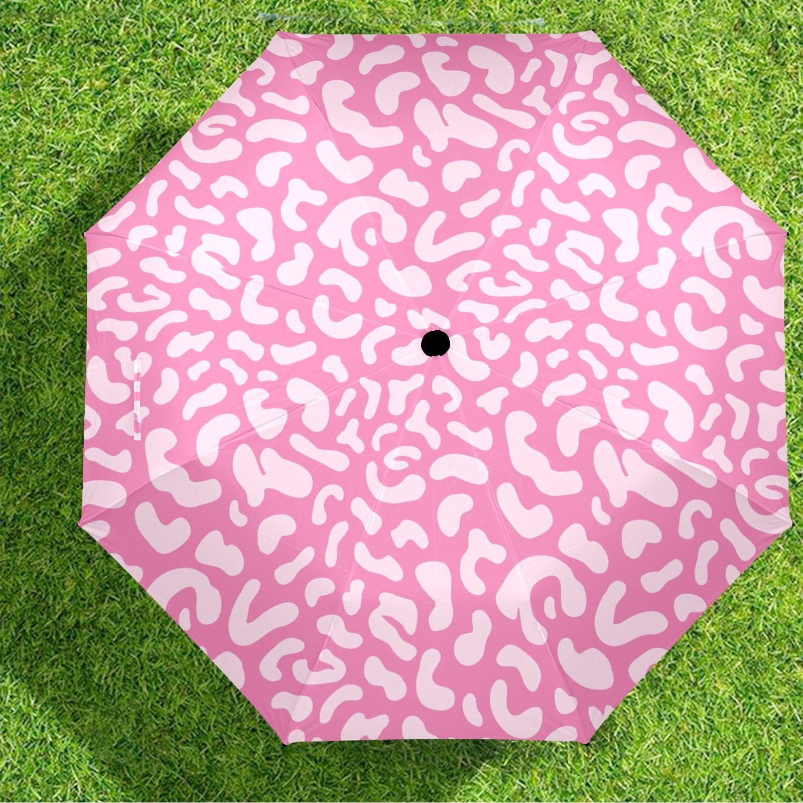 Pink Leopard - Semi-Automatic Foldable Umbrella (Model U12) Semi-Automatic Foldable Umbrella (U12)