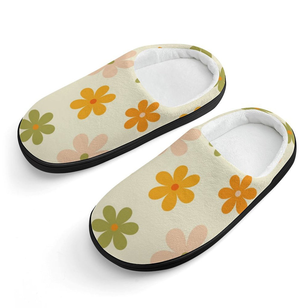 Cute Daisies Kids Cotton Slippers black Kids Cotton Slippers Plants Printed Offshore