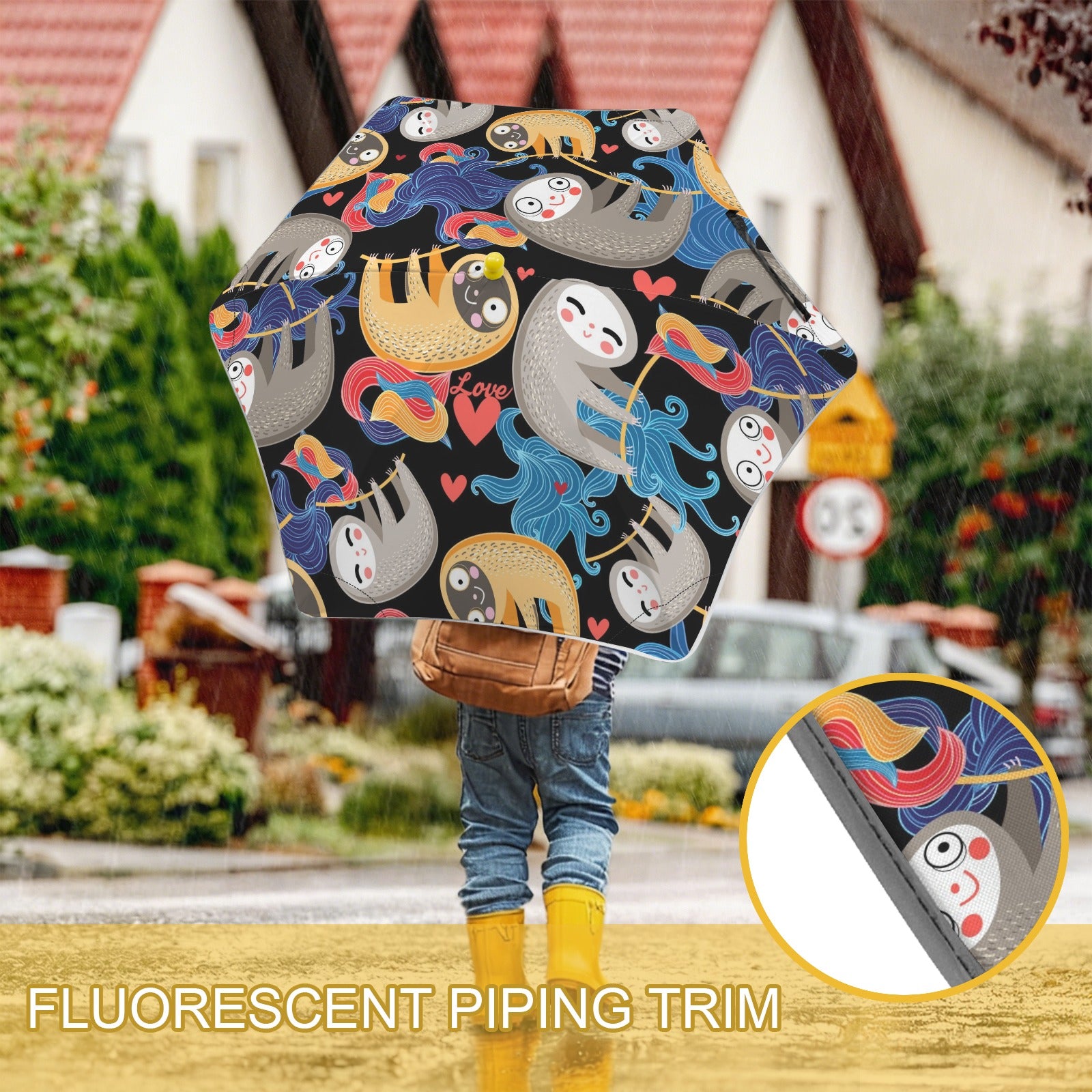 Sloths Kids Safe Round Corner Umbrella Kids Safe Round Corner Umbrella animal Printed Offshore