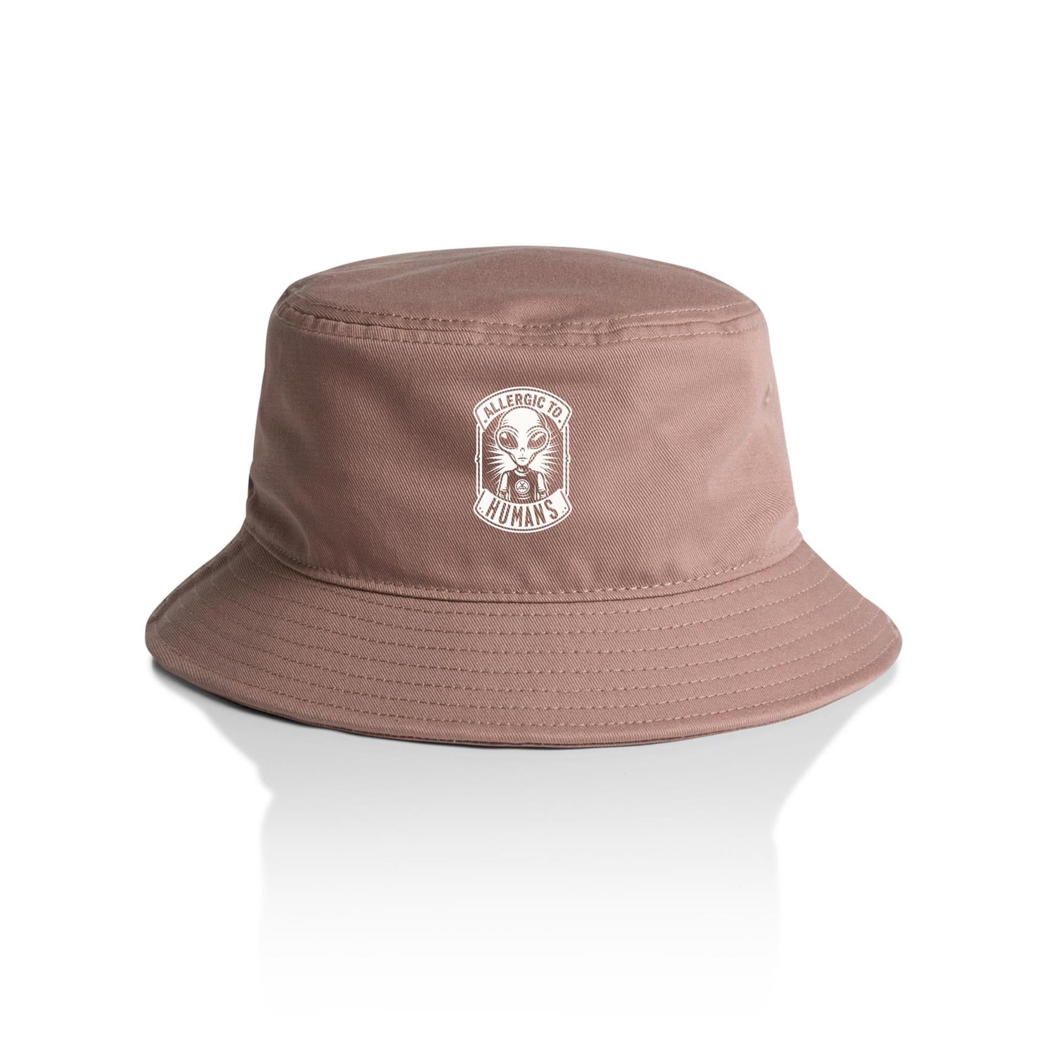 Alien, Allergic To Humans - AS Colour Bucket Hat Hazy Pink One Size As Colour Bucket Hat Printed In Australia Sci Fi