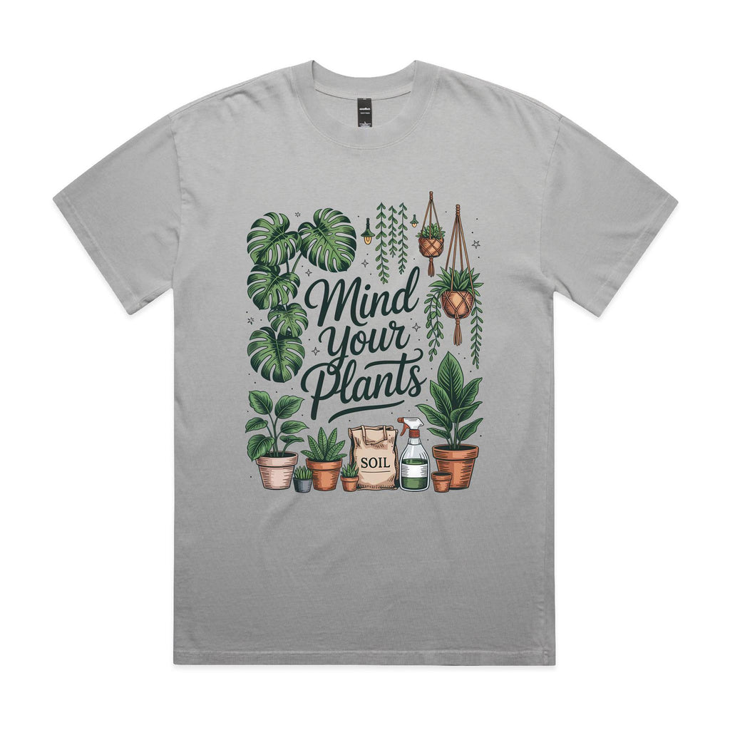 Mind Your Plants AS Colour Heavy Faded Tee Unisex Faded storm Heavy Faded T-shirt Plants Printed In Australia
