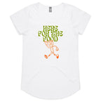 Here For The Food - Womens Scoop Neck T-Shirt White Womens Scoop Neck T-shirt Food Printed In Australia