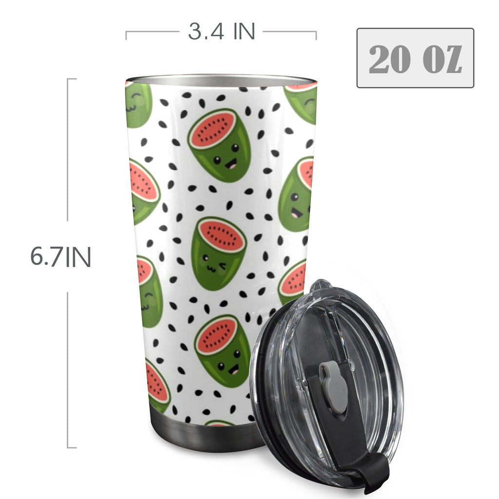 Happy Watermelon - 20oz Mobile Tumbler with Lid (Black Lock) 20oz Travel Mug Food Printed Offshore