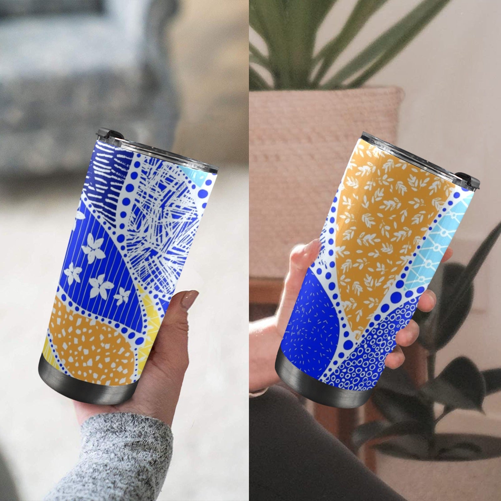 Blue Swirl - 20oz Mobile Tumbler with Lid (Black Lock) 20oz Travel Mug Printed Offshore