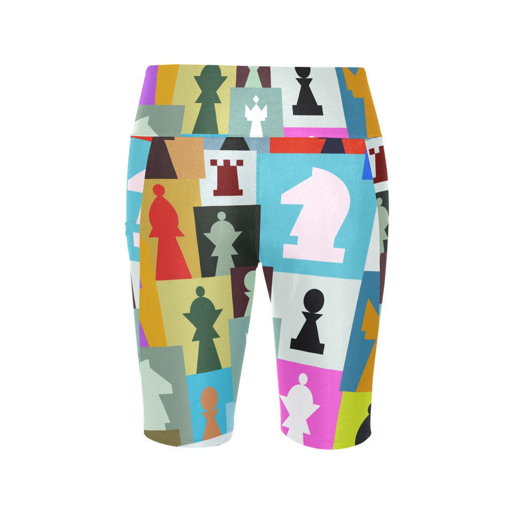 Colourful Chess - Women's Bike Shorts With Side Pockets Women's Bike Shorts Chess Games Printed Offshore